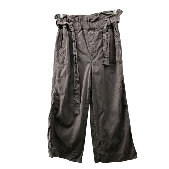 Splendid High Waisted Wide Leg Pants Womens S Gray Tie Waist Lyocell Cropped - Picture 1 of 9